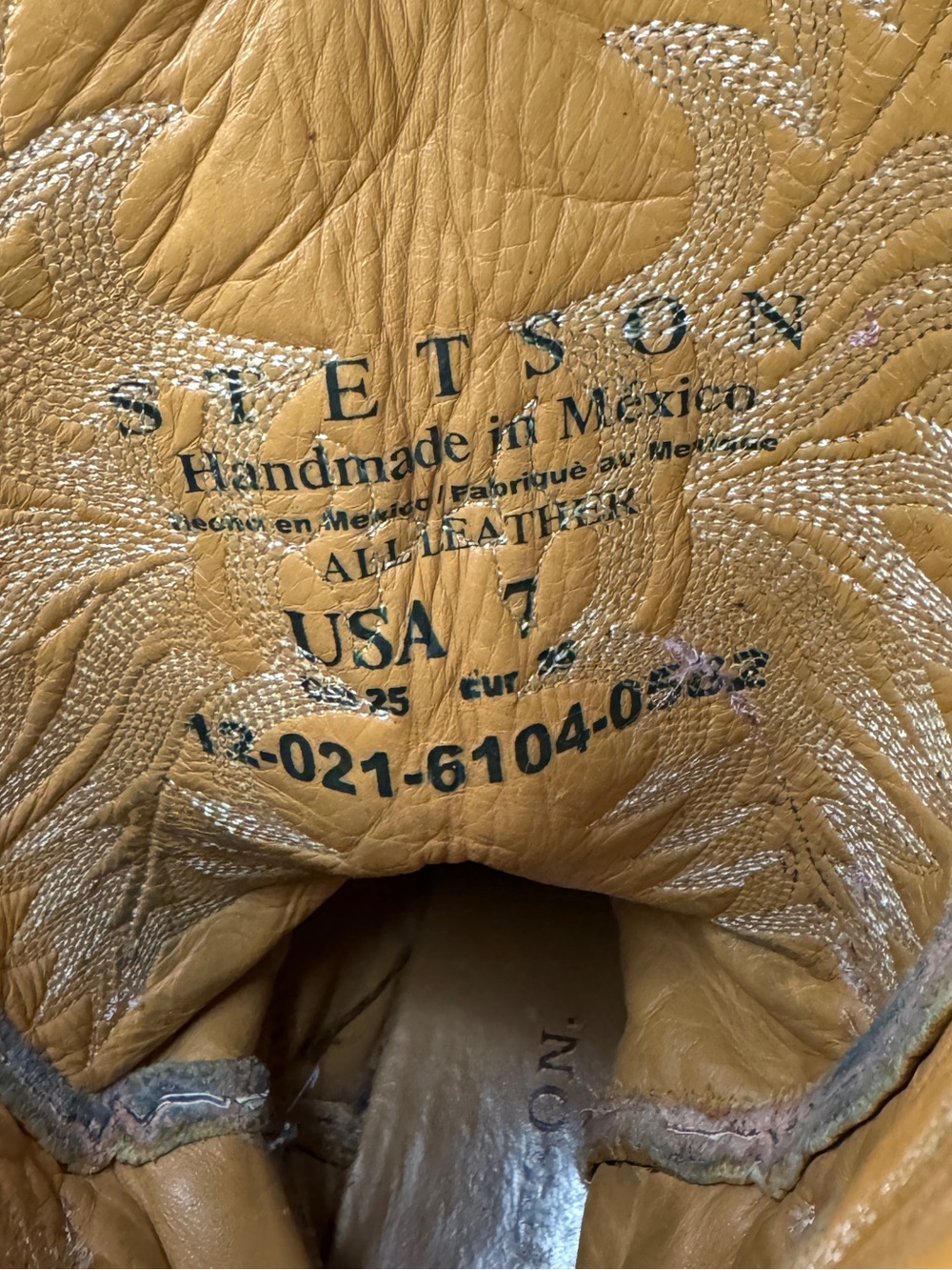 Stetson Brown Leather Distressed Embroidered Snip Toe Cowboy Western Boots W 7 - Picture 12 of 14